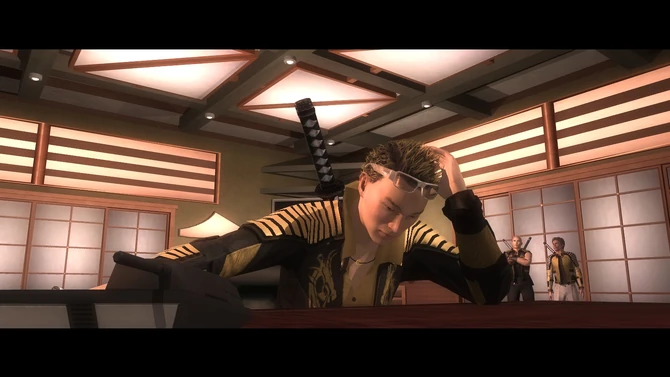 Shogo Akuji talking to his father over the phone