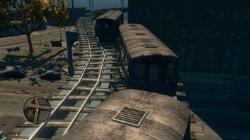 Top view of broken trains in Loren Square in Saints Row The Third