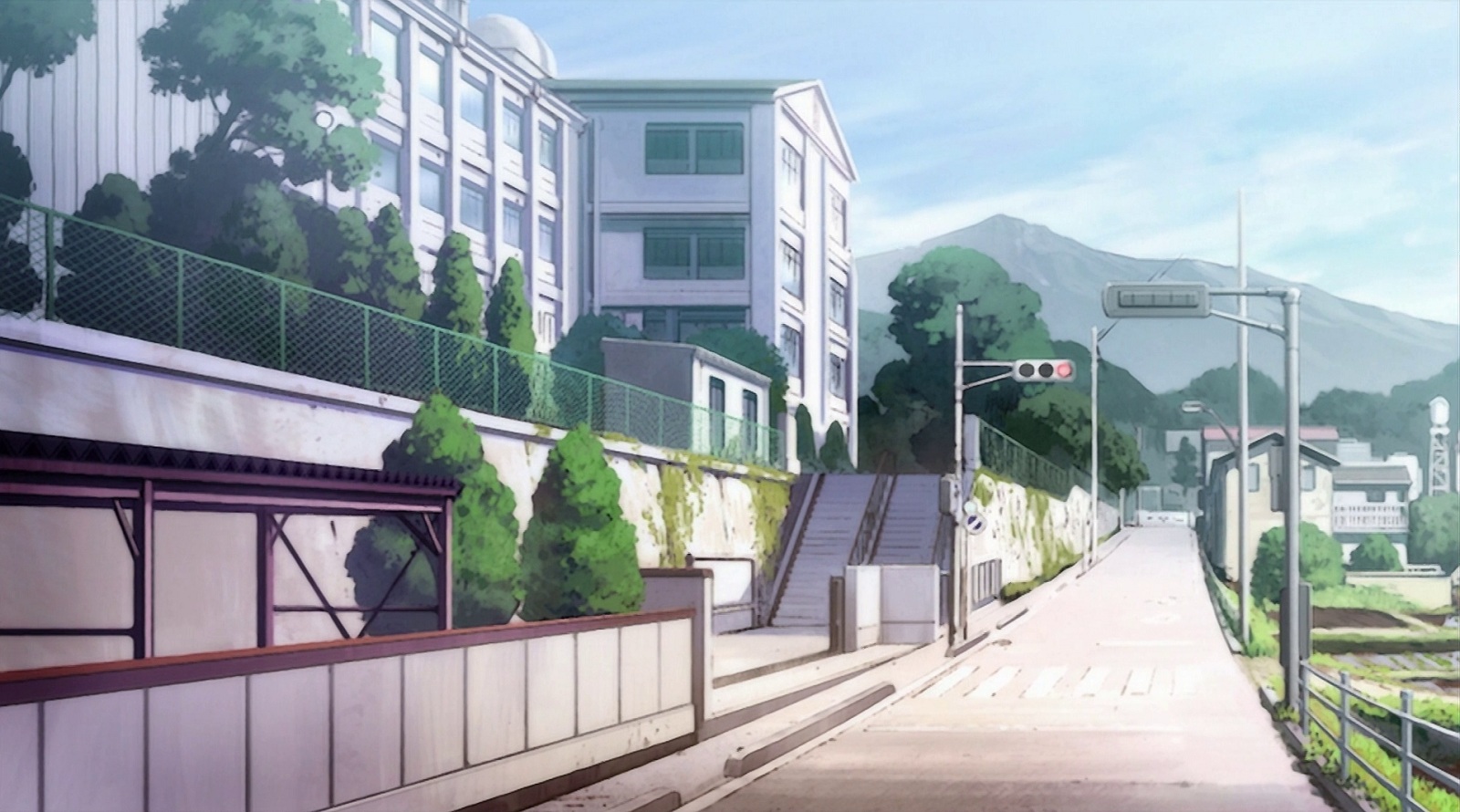 school building background anime