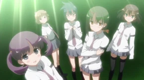 Members of Shindouji's girls' team. From left to right: , , , , .