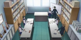 Hisa leaving the student congress during a meeting.