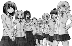 Yumachi mahjong club. From left to right: , , , , , ,  , .