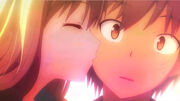 Mashiro kissing Sorata on the cheek