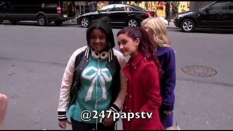 Ariana Grande gives HOMELESS MAN $20 in NYC (02-26-13)