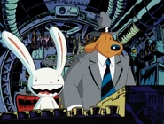 Sam & Max operating the giant robot.