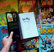 Signed piece of surfing the highway with Max head in fire on it