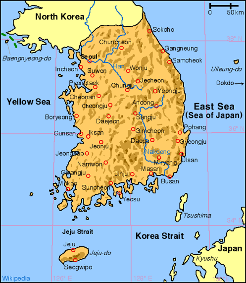 Korea south map