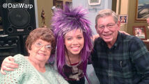 Jennette with her grandparents on the set of Sam & Cat