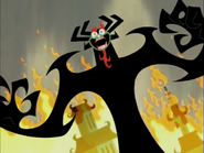 Aku laughing as he slaughters the Emperor's people.