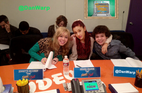 Jennette and Ariana at the table read for 102