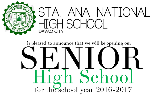 SANHS is glad to announce that we offer Senior High School tracks!