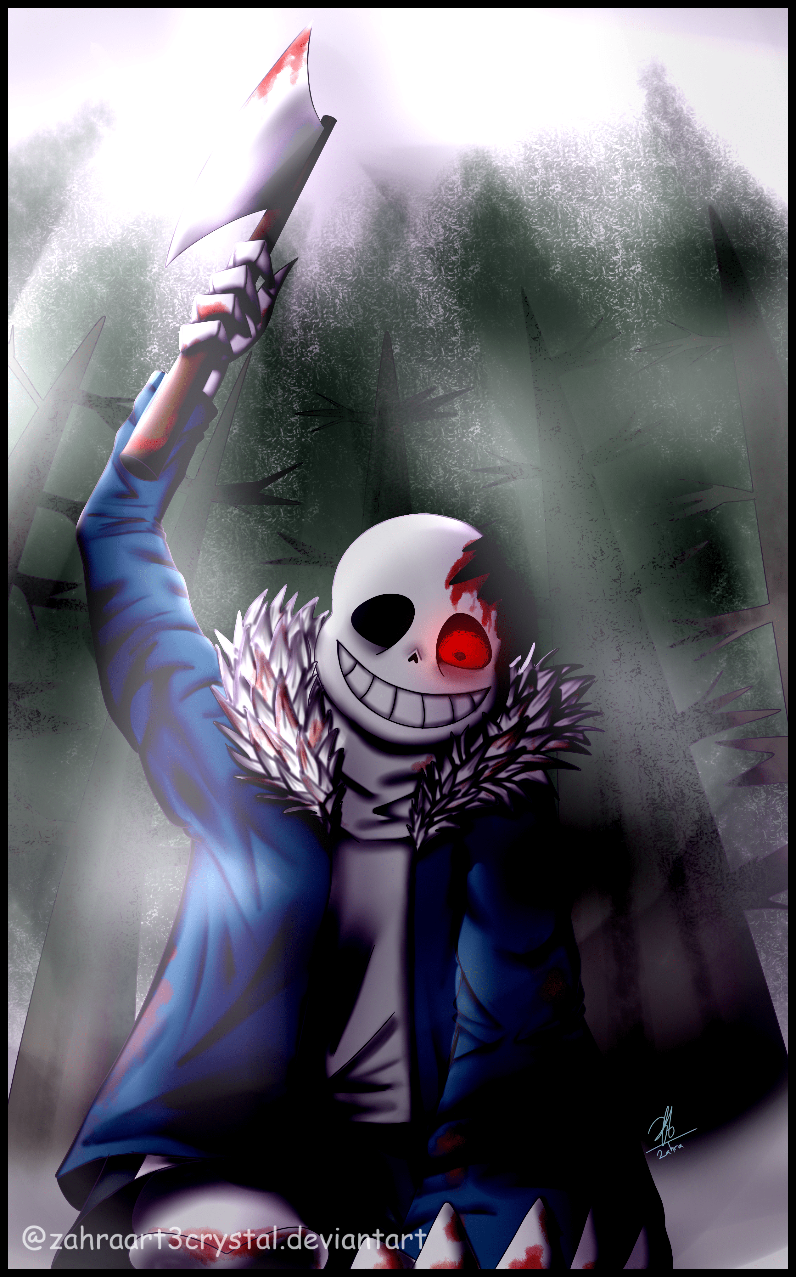 X 上的-- Hiatus --：「Since we're all loving creepy wiki Sans, I propose we  return to simpler times and embrace all horror themed AUs. I bring an  offering of UnderswapWorld Blue.  /