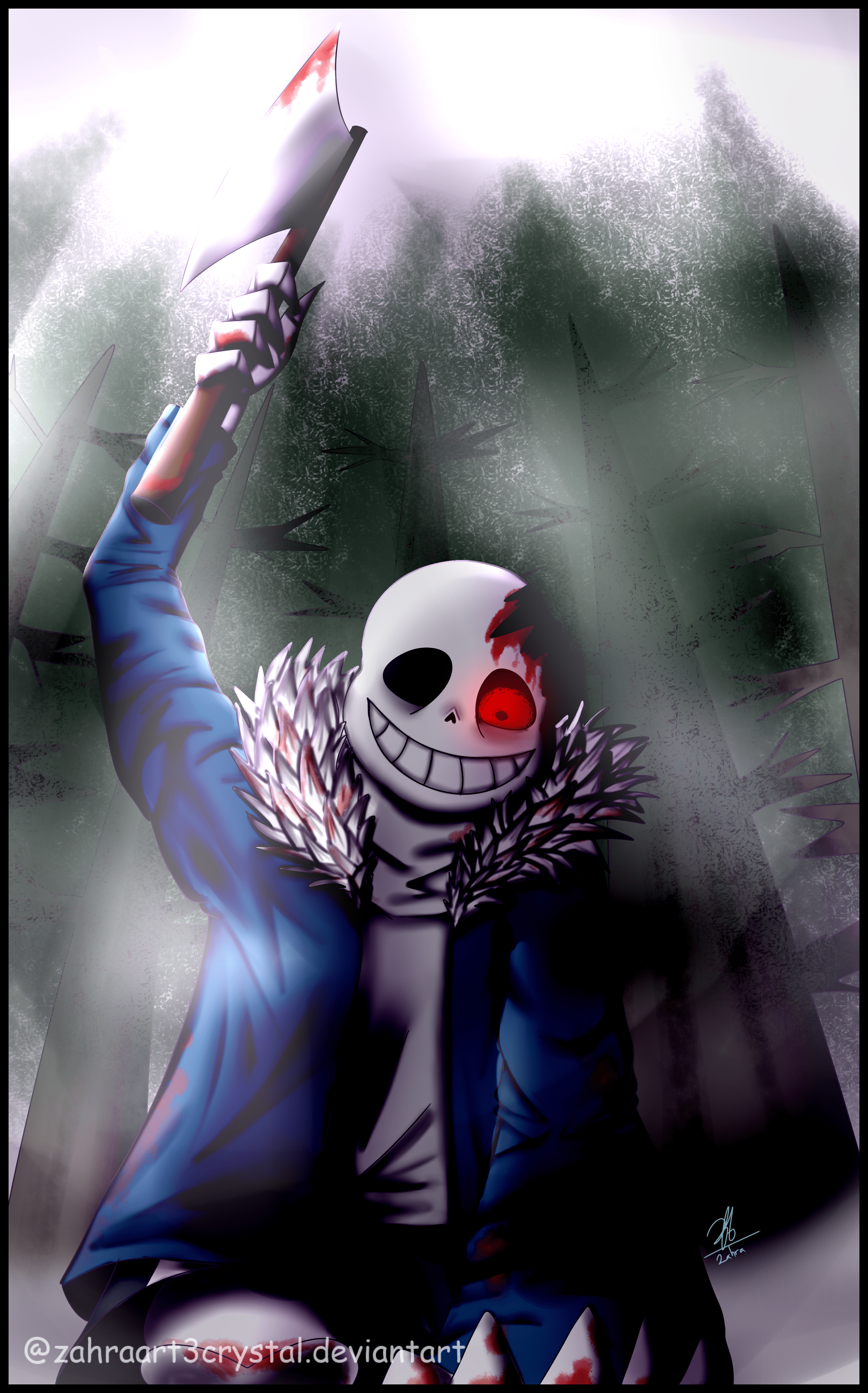 💀 #horrortale #undertale #sans #horrorsans #skeleton #monster #red  #digitalart #art #game #winter #night