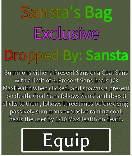 Sansta's Bag | Sans.rng Wiki | Fandom