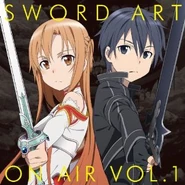 Asuna y Kirito en la portada de Sword Art Online On Air 1