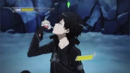 Kirito bebiendo una poción.