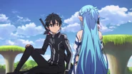 Kirito contandole a Asuna que el se transferirá a GGO tempralmente.