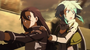 Kirito y Sinon huyen