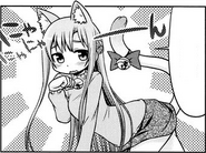 Asuna con orejas y cola de gato Asu-nyan en el manga 4koma