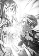 Eugeo clavando la daga de Cardinal en Quinella