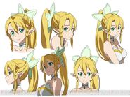 Diseño de caras de Leafa hecho por Shingo Adachi para el anime de ALO.