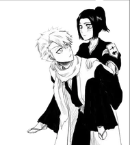 Fujimaru giving Akiye a piggyback ride.