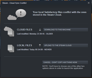 Steam Cloud Conflict Dialog