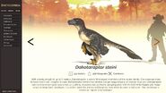 Subadult Dakotaraptor as it appears in the game's encyclopedia