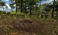 Rendition of a dinosaur nest in-game.