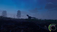 Adult Dakotaraptor walking on a prairie