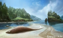 Concept art Cimolopteryx feeding on a breached  carcass