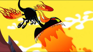 The doom dragon frees itself and unleashes a wave of fire,