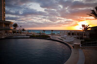 Sunrise over Le Meridien Cancun pools