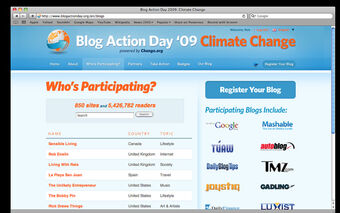 Blog Action Day 2009 signup