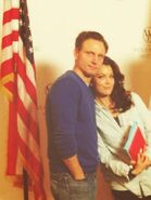 Tony Goldwyn & Bellamy Young on location for a shoot.