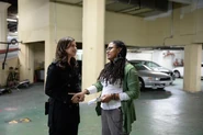 Director Ava DuVernay giving direction to Katie Lowes.