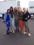 Columbus Short in his PJ's with the ladies of the Scandal production crew.