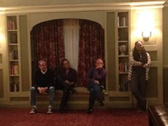 Waiting around to start rehearsal: second to the left, Co-Executive Producer Tom Verica, Director of Photography Oliver Bokelberg and director Ava DuVernay.