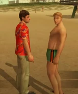 Apollo shows his muscular chest to Tony.