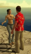 Yvonne and Tony talking at South Beach's pier.