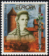 Die "Rose von Turaida" auf einer Briefmarke