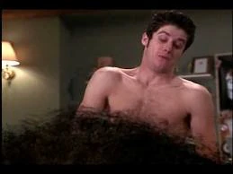 Bobby pulling off Cindy's panties to reveal her excessive pubic hair