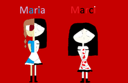 An early drawing of Maria (left) with Marci (right) using the Paint tool.