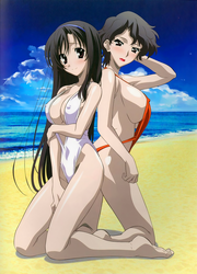 Kotonoha and , the two leading Bakunyuu characters in the series.