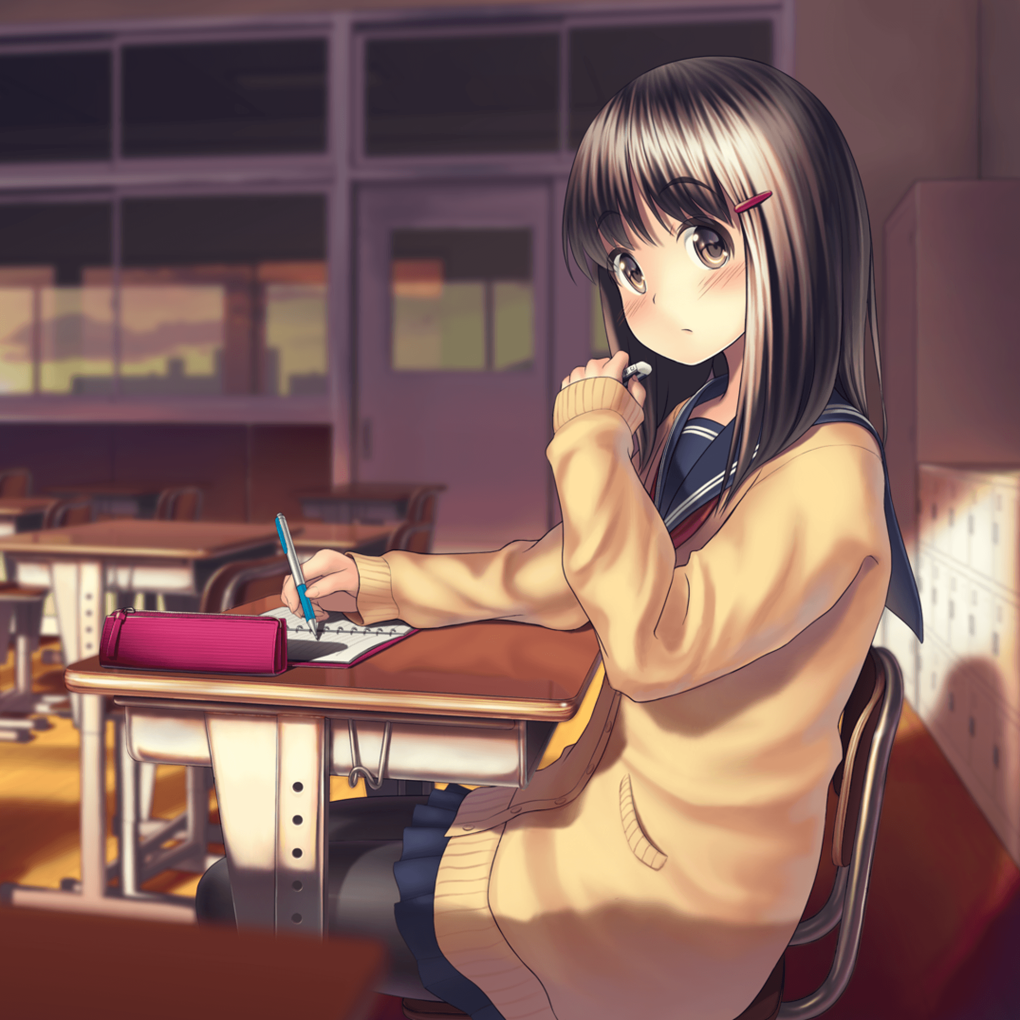 Anime School, book, School, desk, Anime, HD wallpaper