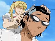 Eri shaves Harima's Hair