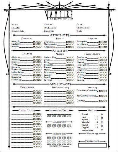 V20 4-Page Elder Character Sheet - MrGone's Character Sheets