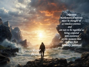  


Objective mathematical notions  must be thought of as timeless entities and  are not to be regarded as  being conjured into existence  at the moment that  they are first humanly perceived

Οι αντικειμενικές μαθηματικές έννοιες πρέπει να θεωρούνται ως άχρονες οντότητες και δεν πρέπει να θεωρούνται ότι δημιουργούνται τη στιγμή που γίνονται για πρώτη φορά αντιληπτές από τον άνθρωπο