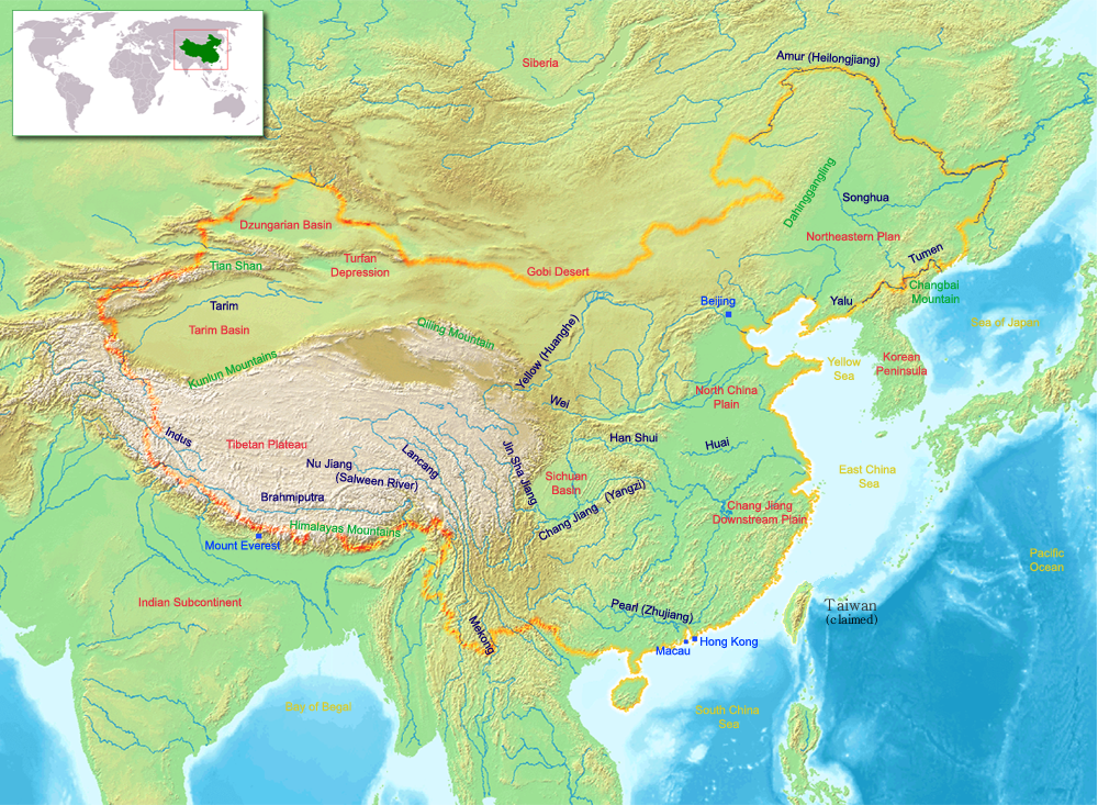 Великая китайская равнина на физической карте. Великая китайская равнина на карте Китая. Цинхай-тибетская железная дорога. Великая китайская равнина на карте. Расположение Великой китайской равнины.