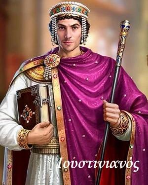 
Ιουστινιανόςς Α' 
(αυθαίρετη σύγχρονη αναπαράσταση)
